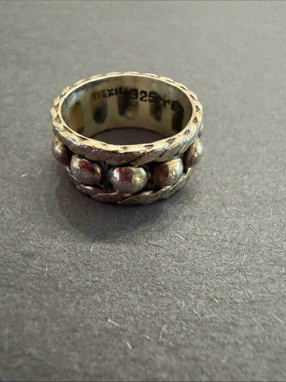 Sterling Silver Beaded Stack Ring-size 7.5